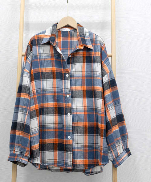 シャツ ブラウス チェック柄シャツ 長袖 レディース おしゃれ ゆったりカラーチェックシャツ カジュアルトップス レトロ韓国ファッション 10代20代30代40代 84KAILI-001