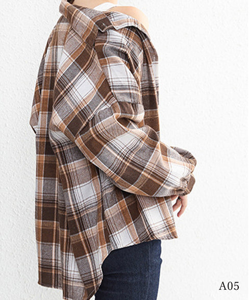 シャツ ブラウス チェック柄シャツ 長袖 レディース おしゃれ ゆったりカラーチェックシャツ カジュアルトップス レトロ韓国ファッション 10代20代30代40代 84KAILI-001