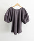 パフスリーブ ブラウス 半袖 レディース ぽわん袖 フェミニントップス ゆったり サイドスリット ラウンドネックプルオーバー 無地 オフィスカジュアル 体型カバー 84KAILI-002