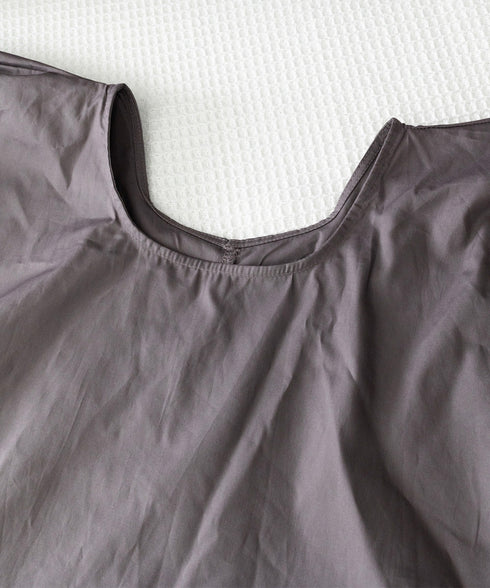 パフスリーブ ブラウス 半袖 レディース ぽわん袖 フェミニントップス ゆったり サイドスリット ラウンドネックプルオーバー 無地 オフィスカジュアル 体型カバー 84KAILI-002