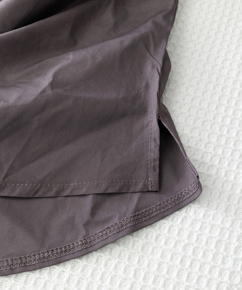 パフスリーブ ブラウス 半袖 レディース ぽわん袖 フェミニントップス ゆったり サイドスリット ラウンドネックプルオーバー 無地 オフィスカジュアル 体型カバー 84KAILI-002