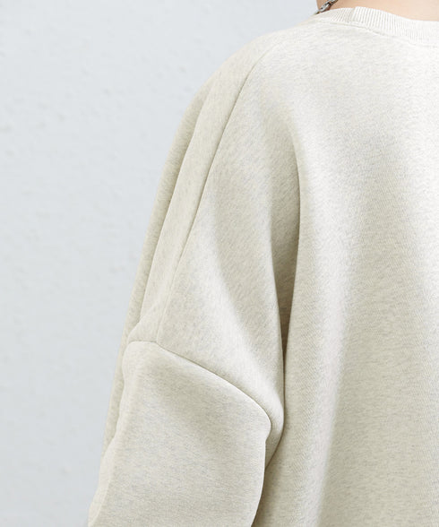 ビッグシルエットスウェット裏起毛トップス レディース チュニックトレーナー クルーネック オーバーサイズ フレアスウェット ゆったり 無地カットソー 韓国風ロンT 84KAILI-003