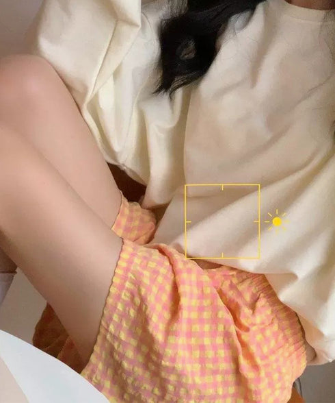 ギンガムチェックパンツ レディース 春夏 丈選べる チェック柄ロングパンツ涼しい 格子柄ショートパンツ ウエストゴム 着やせワイドパンツ 体型カバー 部屋着パンツ 84KAILI-004