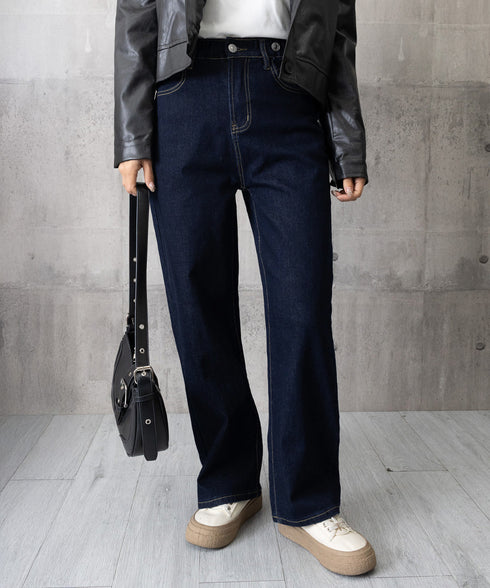 レディースデニムパンツウエストボタン調節 ハイウエストストレートデニム 大人美脚脚長パンツ 着やせロングパンツ カジュアル細見えジーンズ 体型カバーボトムス韓国風 84KAILI-007