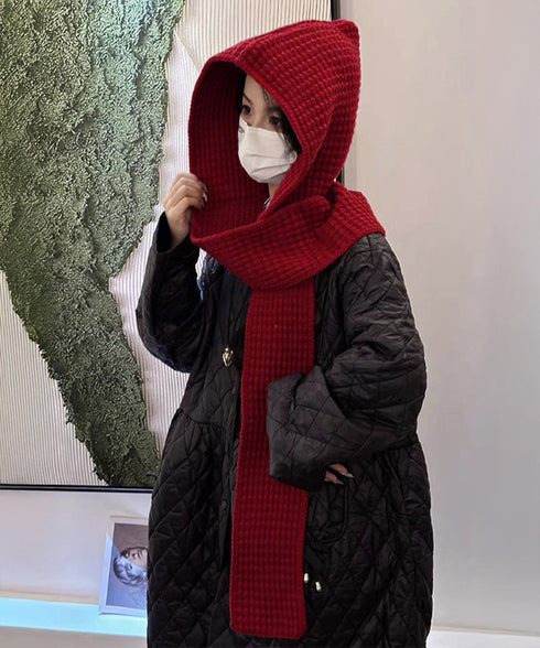 フード付きニットマフラー韓国風バラクラバ 大人可愛いニット帽 おしゃれ 顔周り防風防寒対策 ネックウォーマーレディース オルチャン帽子ニットショールあったかグッズ 84LIOU-001