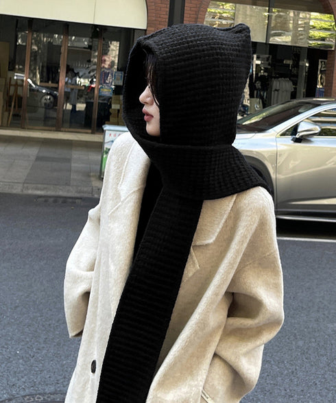 フード付きニットマフラー韓国風バラクラバ 大人可愛いニット帽 おしゃれ 顔周り防風防寒対策 ネックウォーマーレディース オルチャン帽子ニットショールあったかグッズ 84LIOU-001