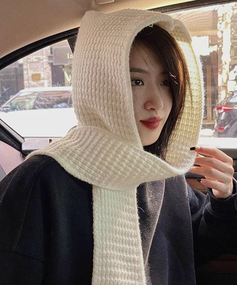 フード付きニットマフラー韓国風バラクラバ 大人可愛いニット帽 おしゃれ 顔周り防風防寒対策 ネックウォーマーレディース オルチャン帽子ニットショールあったかグッズ 84LIOU-001