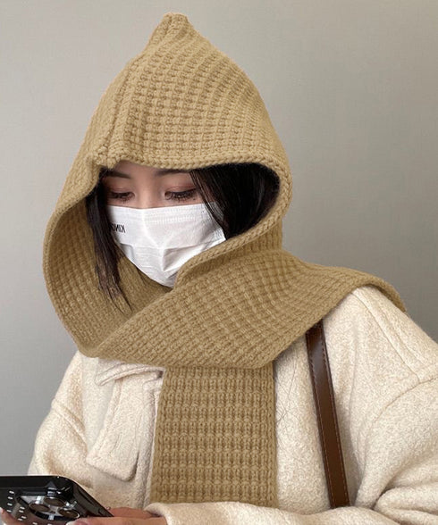 フード付きニットマフラー韓国風バラクラバ 大人可愛いニット帽 おしゃれ 顔周り防風防寒対策 ネックウォーマーレディース オルチャン帽子ニットショールあったかグッズ 84LIOU-001
