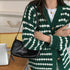 配色ボーダー柄ニットカーディガンVネック レディース ニット羽織り 長袖 ドロップショルダー 秋冬カーデ 韓国ファッション おしゃれニットライトアウター体型カバー 84MEIRJ-004