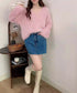 ラメシャギーニットトップス Vネック秋冬 レディース ふわふわ モヘアニットプルオーバー 大人可愛いシャギーセーター 韓国風きらきらトップス キレイめニット 無地 84MEIRJ-021