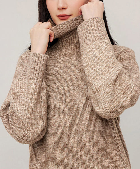 ハイネックニットワンピースゆったり秋冬服 レディース タートルネックロングワンピース こなれ感 着回し厚手インナーワンピース エレガントセーターワンピ 無地暖かい 84MEIRJ-023