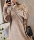 ハイネックニットワンピースゆったり秋冬服 レディース タートルネックロングワンピース こなれ感 着回し厚手インナーワンピース エレガントセーターワンピ 無地暖かい 84MEIRJ-023