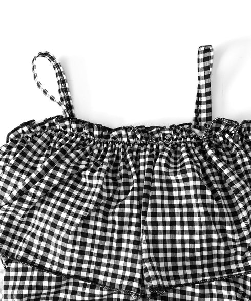 水着 オフショルダーチェック柄水着韓国風 ギンガムチェック セパレート水着 レディース 露出控えめ ハイウエスト パンツ付きミニスカート 2点セット水着大人可愛い 84MOSH-001