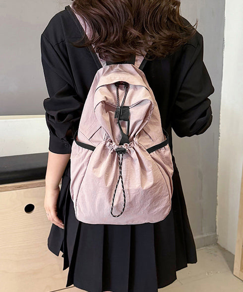 ドロストポケットリュック 軽量デイパック 韓国風リュックサックシンプルおしゃれ 通学バッグパック高校生大学生 ドローストリングリュックナイロン鞄 旅行リュック大人 84MUXI-001