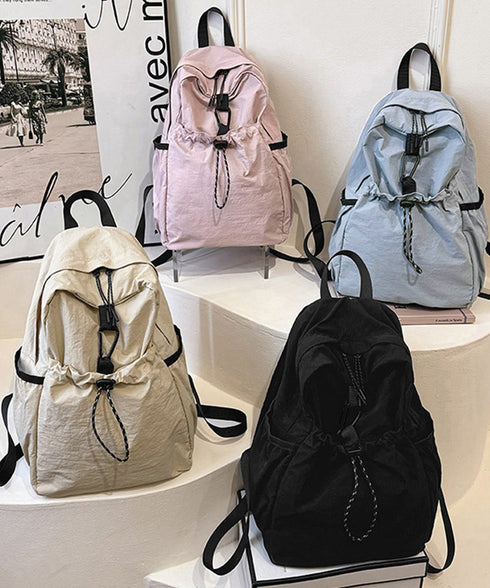 ドロストポケットリュック 軽量デイパック 韓国風リュックサックシンプルおしゃれ 通学バッグパック高校生大学生 ドローストリングリュックナイロン鞄 旅行リュック大人 84MUXI-001