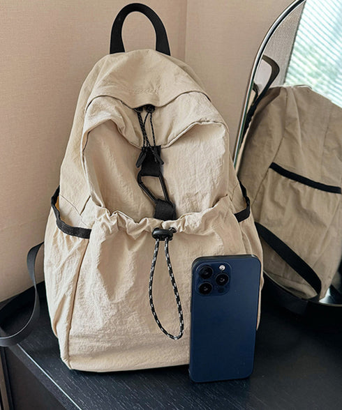 ドロストポケットリュック 軽量デイパック 韓国風リュックサックシンプルおしゃれ 通学バッグパック高校生大学生 ドローストリングリュックナイロン鞄 旅行リュック大人 84MUXI-001