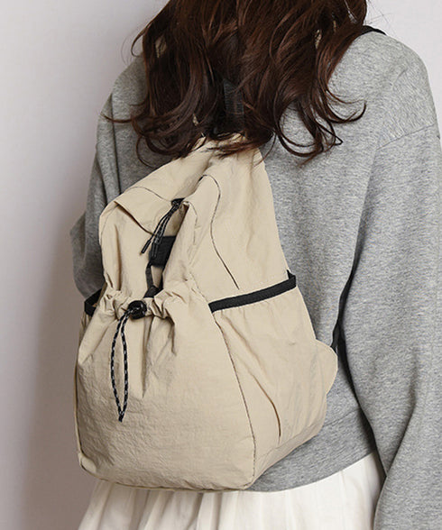 ドロストポケットリュック 軽量デイパック 韓国風リュックサックシンプルおしゃれ 通学バッグパック高校生大学生 ドローストリングリュックナイロン鞄 旅行リュック大人 84MUXI-001