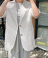 麻混風テーラードジャケットレディース夏服 ゆったり リネンサマージャケット体型カバー 薄手ジャケット着やせ オフィスカジュアル ナチュラルジャケットライトアウター 84QIANSHUO-001