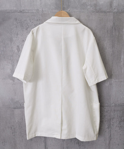 麻混風テーラードジャケットレディース夏服 ゆったり リネンサマージャケット体型カバー 薄手ジャケット着やせ オフィスカジュアル ナチュラルジャケットライトアウター 84QIANSHUO-001