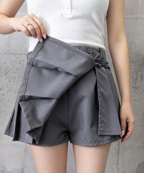 フリルスカパンプリーツキュロットスカート レディース ハイウエストミニ丈スカート着やせ インナーパンツ付きJKスカート制服風 チラ見せ防止Aラインスカパン美尻美脚 84QITU-001