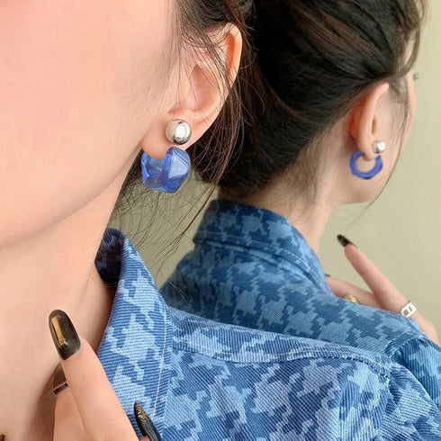 クリアピアス C型レディースフープピアス 大人可愛い アクセサリー 透明感 おしゃれ ジュエリー きれいめ 2wayピアス プチプラ オルチャン 韓国 耳飾り変形 84QIYOU-007