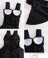 バックオープン黒モノキニ 水着レディース ギャザーモノキニワンピース水着 体型カバースイムドレス バックシャン フレア水着 美胸盛れる水着 大人可愛いスイムウェア 84SHENGPU-001