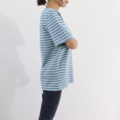 カラーボーダー Tシャツ レディース半袖 全4色 レトロ風 バイカラーtシャツ クルーネックカットソー 配色 プルオーバー 着やせ 夏トップス おしゃれカジュアル 84TIANHEYT-026