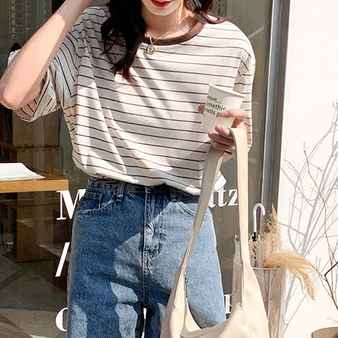 トップス ボーダー柄 tシャツ 半袖 夏 半袖tシャツ カットソー レディース ゆるTシャツ ゆったり クルーネック 夏t 定番tシャツ プルオーバー カジュアル 84TIANHEYT-028