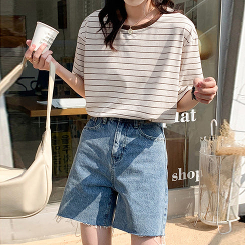 トップス ボーダー柄 tシャツ 半袖 夏 半袖tシャツ カットソー レディース ゆるTシャツ ゆったり クルーネック 夏t 定番tシャツ プルオーバー カジュアル 84TIANHEYT-028