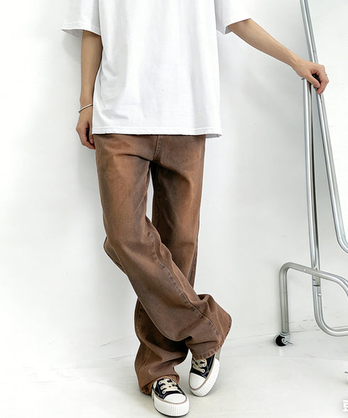 ウエストフックデニムパンツワイドジーンズ ハイウエス ゆったりロングデニムレディース 体型カバーデニムストレートパンツ 美脚脚長ジーンズ ヴィンテージデニム韓国風 84TIANHEYT-044