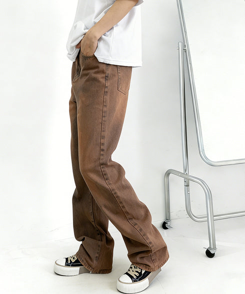 ウエストフックデニムパンツワイドジーンズ ハイウエス ゆったりロングデニムレディース 体型カバーデニムストレートパンツ 美脚脚長ジーンズ ヴィンテージデニム韓国風 84TIANHEYT-044