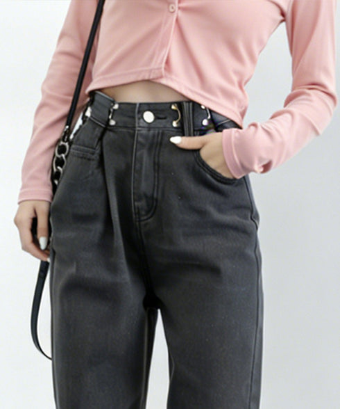 ウエストフックデニムパンツワイドジーンズ ハイウエス ゆったりロングデニムレディース 体型カバーデニムストレートパンツ 美脚脚長ジーンズ ヴィンテージデニム韓国風 84TIANHEYT-044