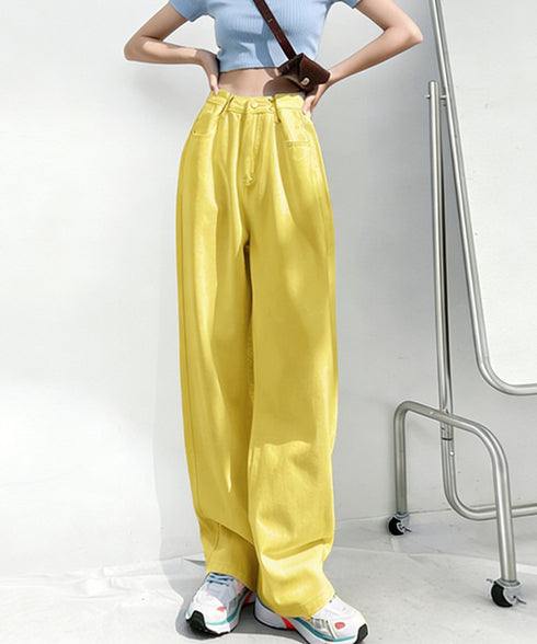 ウエストフックデニムパンツワイドジーンズ ハイウエス ゆったりロングデニムレディース 体型カバーデニムストレートパンツ 美脚脚長ジーンズ ヴィンテージデニム韓国風 84TIANHEYT-044