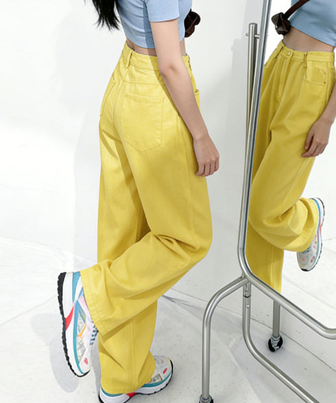 ウエストフックデニムパンツワイドジーンズ ハイウエス ゆったりロングデニムレディース 体型カバーデニムストレートパンツ 美脚脚長ジーンズ ヴィンテージデニム韓国風 84TIANHEYT-044