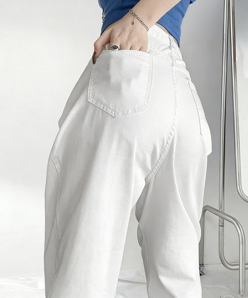 ウエストフックデニムパンツワイドジーンズ ハイウエス ゆったりロングデニムレディース 体型カバーデニムストレートパンツ 美脚脚長ジーンズ ヴィンテージデニム韓国風 84TIANHEYT-044