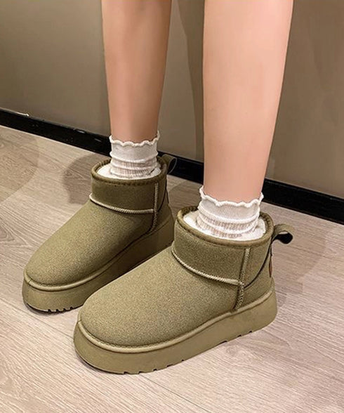 厚底ムートンブーツ 裏起毛ショートブーツ レディース 裏起毛ブーツ 美脚脚長ボアブーツ 歩きやすいファーシューズ 保温暖かい 疲れない 軽量プラットフォームブーツ 84TONGT-0010