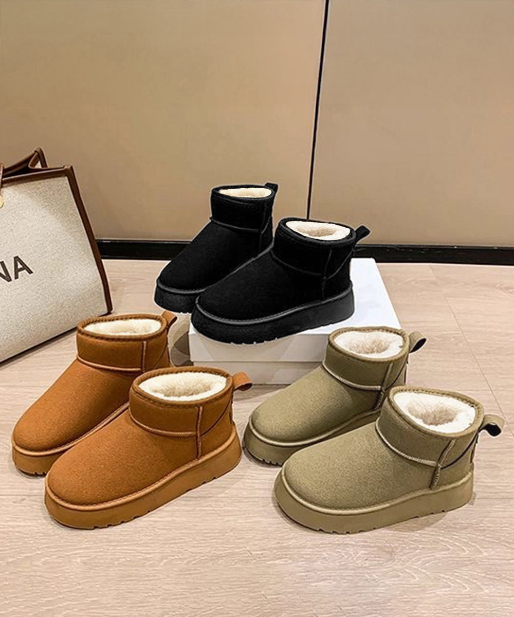 厚底ムートンブーツ 裏起毛ショートブーツ
