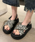 厚底サンダル クロスベルトサンダル 美脚 フラワープリント クロスサンダル レディース 歩きやすいコンフォートサンダル 疲れにくい おしゃれ 原宿系夏靴 シューズ 84TONGT-006