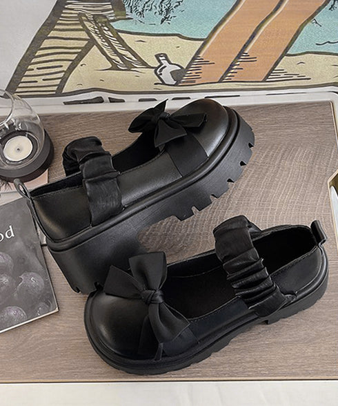 リボン厚底ローファーパンプスラウンドトゥ お嬢様パンプス 可愛い ドレスシューズ 歩きやすい レザー調 厚底シューズ 美脚脚長 痛くない コスプレ お洒落メイド靴 84TONGT-007