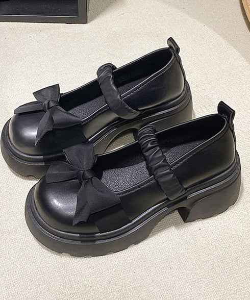 リボン厚底ローファーパンプスラウンドトゥ お嬢様パンプス 可愛い ドレスシューズ 歩きやすい レザー調 厚底シューズ 美脚脚長 痛くない コスプレ お洒落メイド靴 84TONGT-007