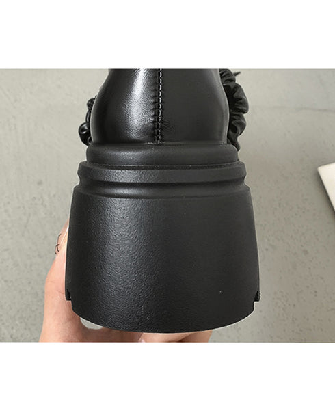 リボン厚底ローファーパンプスラウンドトゥ お嬢様パンプス 可愛い ドレスシューズ 歩きやすい レザー調 厚底シューズ 美脚脚長 痛くない コスプレ お洒落メイド靴 84TONGT-007