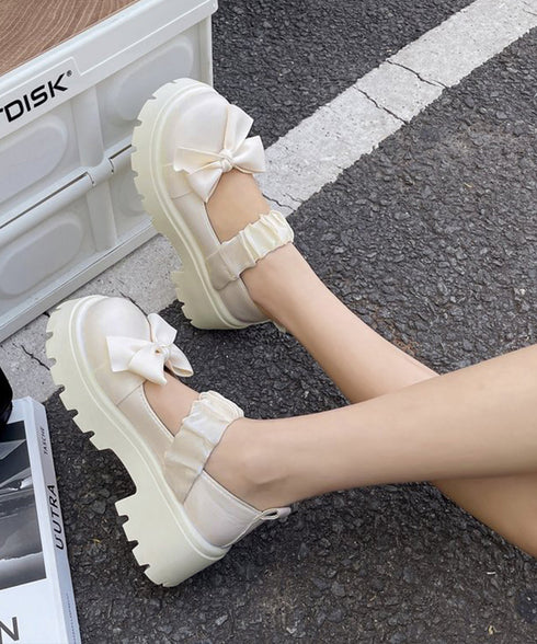 リボン厚底ローファーパンプスラウンドトゥ お嬢様パンプス 可愛い ドレスシューズ 歩きやすい レザー調 厚底シューズ 美脚脚長 痛くない コスプレ お洒落メイド靴 84TONGT-007