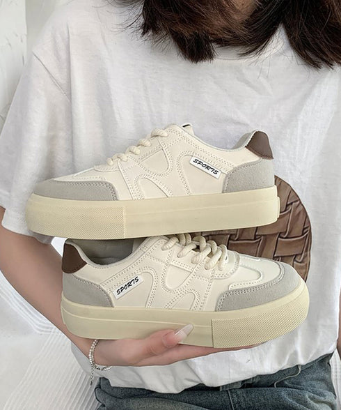 厚底スニーカー レースアップローカット靴 レディース カジュアル フラットシューズ 韓国風 通勤通学シューズ おしゃれ 配色スニーカー 歩きやすい 美脚脚長 くつ 84TONGT-008