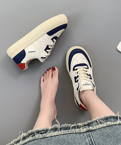 厚底スニーカー レースアップローカット靴 レディース カジュアル フラットシューズ 韓国風 通勤通学シューズ おしゃれ 配色スニーカー 歩きやすい 美脚脚長 くつ 84TONGT-008