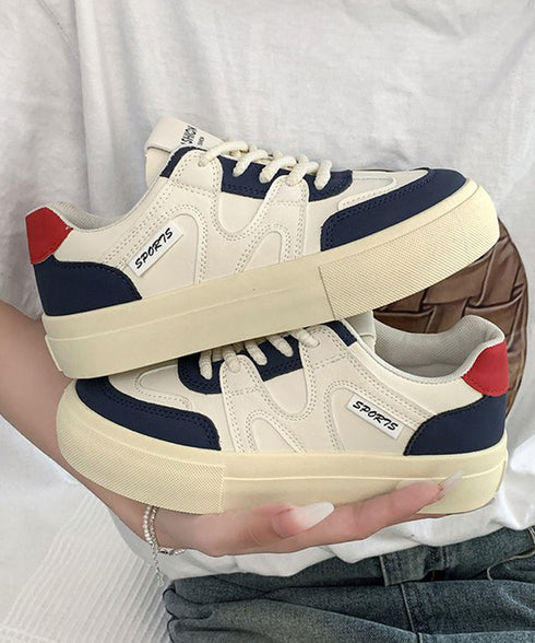 厚底スニーカー レースアップローカット靴 レディース カジュアル フラットシューズ 韓国風 通勤通学シューズ おしゃれ 配色スニーカー 歩きやすい 美脚脚長 くつ 84TONGT-008