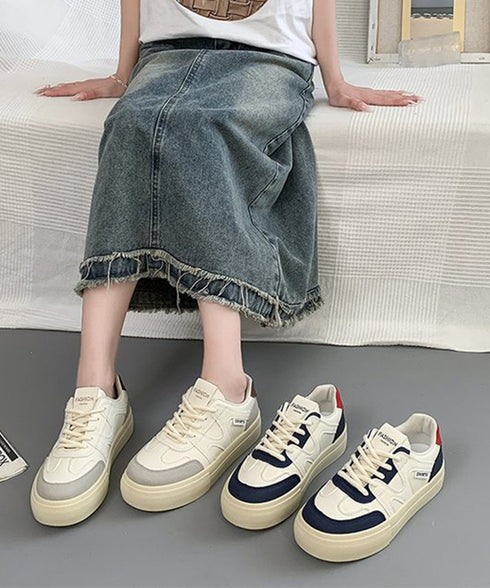 厚底スニーカー レースアップローカット靴 レディース カジュアル フラットシューズ 韓国風 通勤通学シューズ おしゃれ 配色スニーカー 歩きやすい 美脚脚長 くつ 84TONGT-008