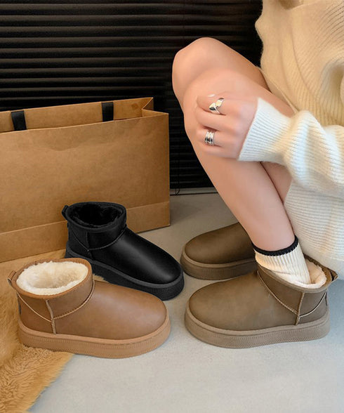 ムートンブーツ 厚底 裏起毛ブーツ 冬靴 レディース あったか ショートブーツ 疲れない カジュアルブーティ 歩きやすい ボアブーツ 無地 フラットヒールシューズ 84TONGT-009
