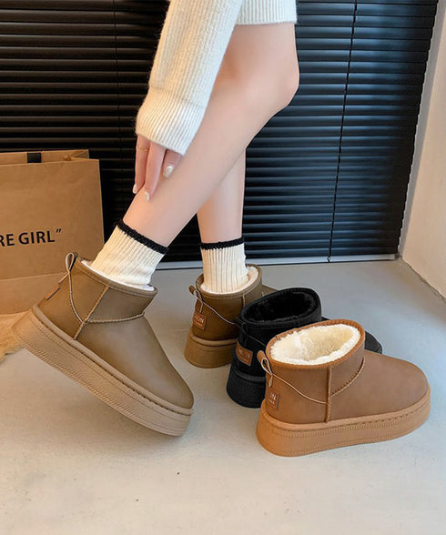 ムートンブーツ 厚底 裏起毛ブーツ 冬靴 レディース あったか ショートブーツ 疲れない カジュアルブーティ 歩きやすい ボアブーツ 無地 フラットヒールシューズ 84TONGT-009