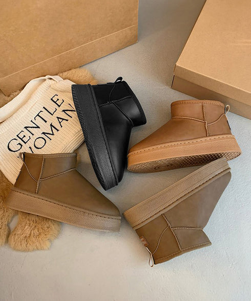 ムートンブーツ 厚底 裏起毛ブーツ 冬靴 レディース あったか ショートブーツ 疲れない カジュアルブーティ 歩きやすい ボアブーツ 無地 フラットヒールシューズ 84TONGT-009