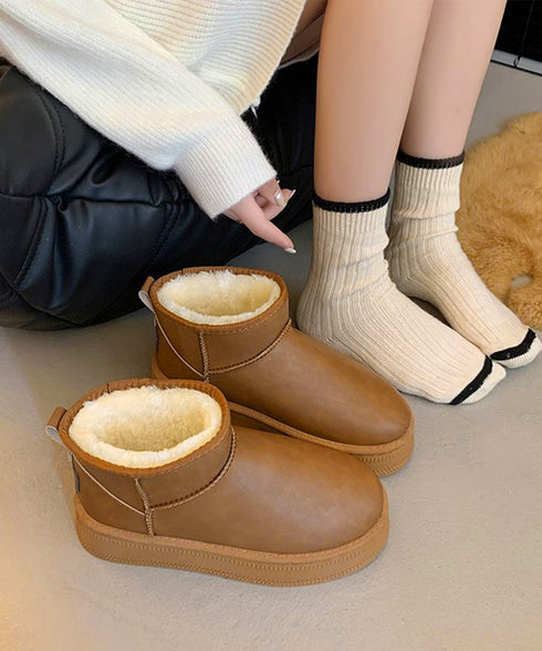 ムートンブーツ 厚底 裏起毛ブーツ 冬靴 レディース あったか ショートブーツ 疲れない カジュアルブーティ 歩きやすい ボアブーツ 無地 フラットヒールシューズ 84TONGT-009